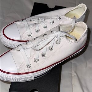 Converse White Low-Top Sneakers with Red Accents